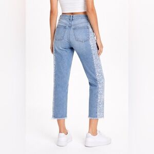 Free People We The Free Aztec Print Side Panel Cropped Boyfriend Jeans Size 25